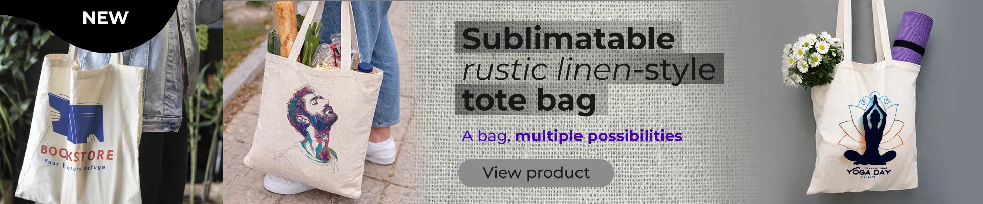 Rustic Llinen like rustic tote bag for sublimation